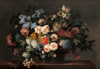 Stilleven met Mandje Bloemen door Jean Baptiste Monnoyer